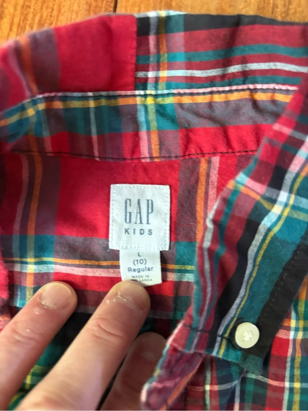 GAP Youth Red & Navy Plaid Button-Down Shirt